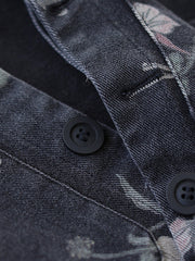 Vintage Print Bat Long Sleeve Loose Button Casual Jacket