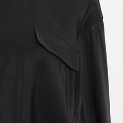 Women Long Sleeve Pocket Waist Shirt Dress