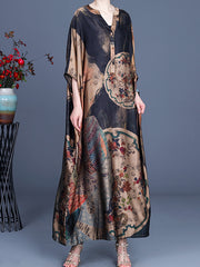 Retro Print Stitching Irregular Dress