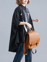 Loose Batwing Sleeves Print Cropped Shirt