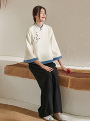 Retro Oriental Charm  Embroidery Clasp Top