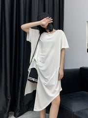 Women Irregular Short Sleeve Pullover Simple T-Shirt