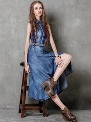 Vintage Embroidery Sleeveless Empire Dress