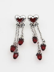 Red Drop Nectarine Heart Earrings