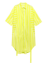 Thin Loose Lace-Up Waist Striped Dress