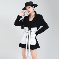 Women Retro Contrast Color Waist Coat