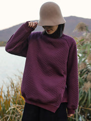 Women High Neck Pullover Loose Casual Sweatshirt
