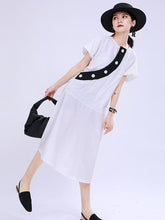 Irregular Split-Joint A Line Button Midi Dress