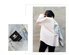 Stitched Lapel Denim Shirt