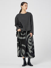 Urban Geometric Printed Splicing A-Line Skirt