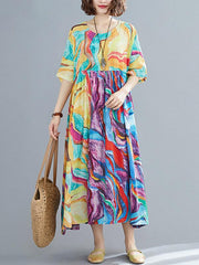 Loose Floral A-Line Vintage Dress