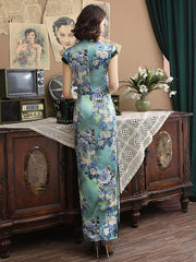 Lace Printed Split-Side Long Cheongsams