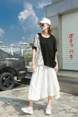 Printed Loose Round-Neck Irregular T-Shirt