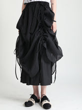 Lace Up Solid Color Temperament Pleated Casual Skirt