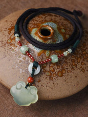Vintage Natural Jade Pendant Necklace