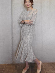 Cropped Floral Loose Plus Size Midi Dresses