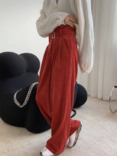 Vintage High Waist Corduroy Wide-Leg Pants