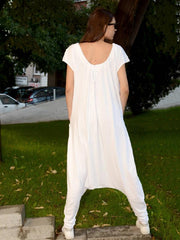 Simple Solid Round-Neck Jumpsuits