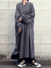 Casual Loose Solid V-Neck Maxi Dress