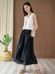 Vintage Solid Wide Leg Culotte
