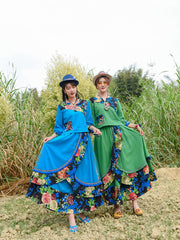 Ethnic Embroidered Shirt With Elastic Waist Tassel Skirt Suit