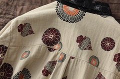 Women Retro Loose Pullover Print Casual Shirt