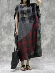 Original Split-Joint Batwing Sleeve Round-Neck Dress