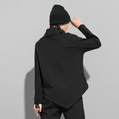 Women Loose Lapel Long Sleeve Irregular Sweatshirt