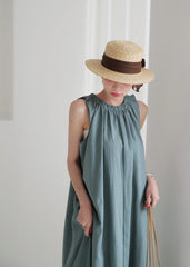 Solid Color Loose Sleeveless Halter Casual Maxi Dress