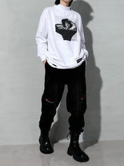 Solid Color Elastic Waist Sports Cropped Pants