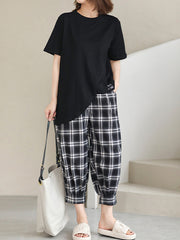 Roung-Neck Irregular Short Sleeves T-Shirt