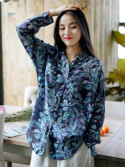 Women Printed Loose Long Sleeve Shirt