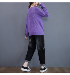 Women Simple Solid Color Casual Sweater