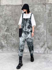 Loose Print Zipper Sleeveless Casual Jumpsuit