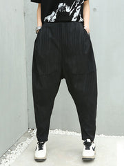Women Pleated Loose High Waist All Match Wide Leg Casual Pants