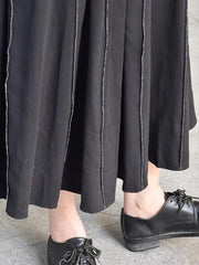 Black Pleated Reverse Splicing Skirt