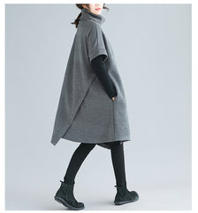 Women High Collar Loose Irregular Base Dress