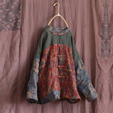 Vintage Pan Button Patchwork Coat