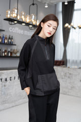Women Pullover Stand Collar Stitching Sweatshirt