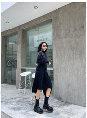 Women Long Sleeve Stitching Round Neck Dress