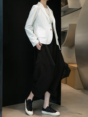 Women Personality Loose Solid Color Suspenders Casual Pants