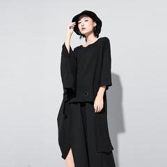 Women Stitching Loose Large Irregular Sweatshirt