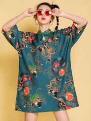 Artistic Retro Printed Short Cheongsams