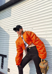Women High Waist Lantern Sleeve Casual Pleated Coat