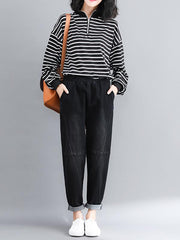 Casual Elastic Waist Jean Pants