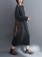 Stitching Mid-Length High-Neck Bottoming Dress