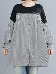 Contrast Stitching Mid-Length Pullover Shirt