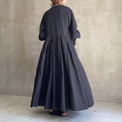 Loose Spliced Pleated Maxi Dress