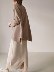 Two-Piece Loose Knit Sweater With Comfortable Knitted Skirt