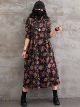 Vintage Casual Floral Printed Midi Dress